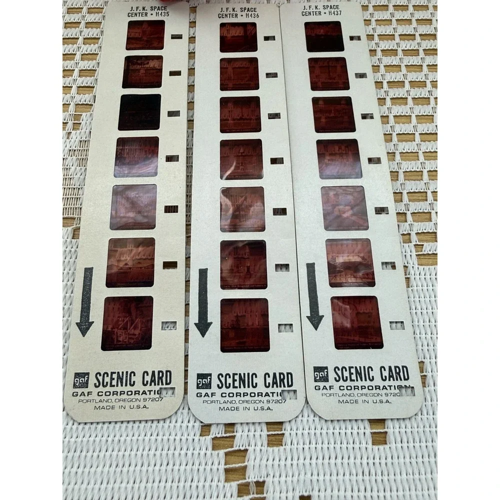 Vintage J.F.K. Space Center H435, H436 & H437 Retro Scenic Card Slide Strips